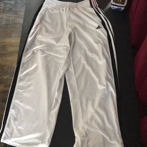 Adidas Size Medium White/Black Track Pants